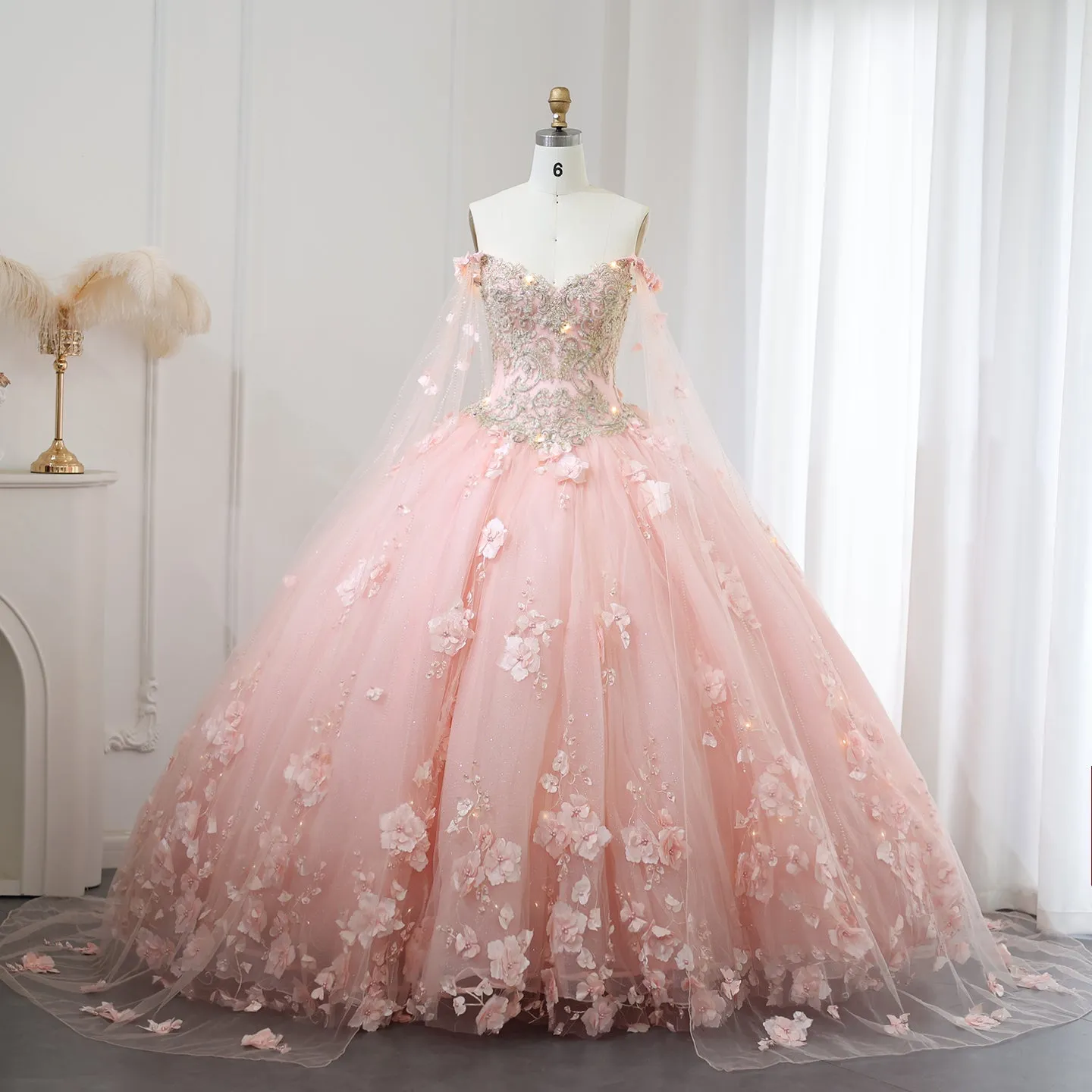 Luxury 3D Flower Emerald Green Ball Gown Prom Dress SS199