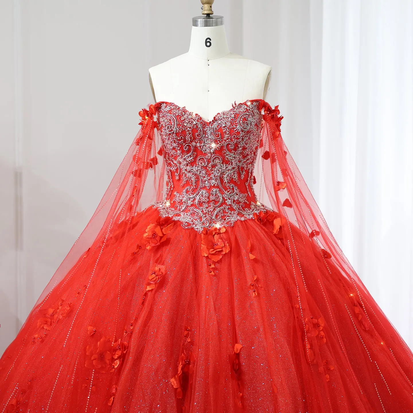 Luxury 3D Flower Emerald Green Ball Gown Prom Dress SS199