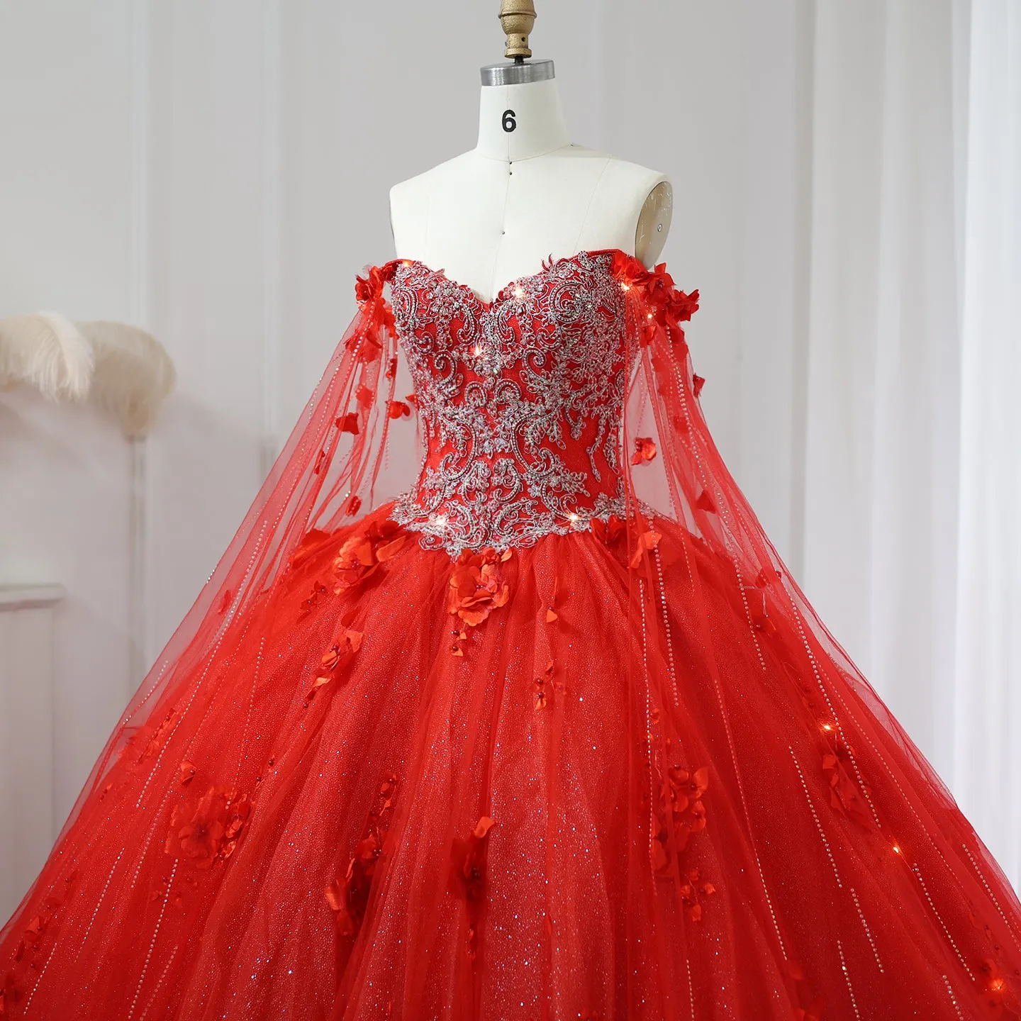 Luxury 3D Flower Emerald Green Ball Gown Prom Dress SS199