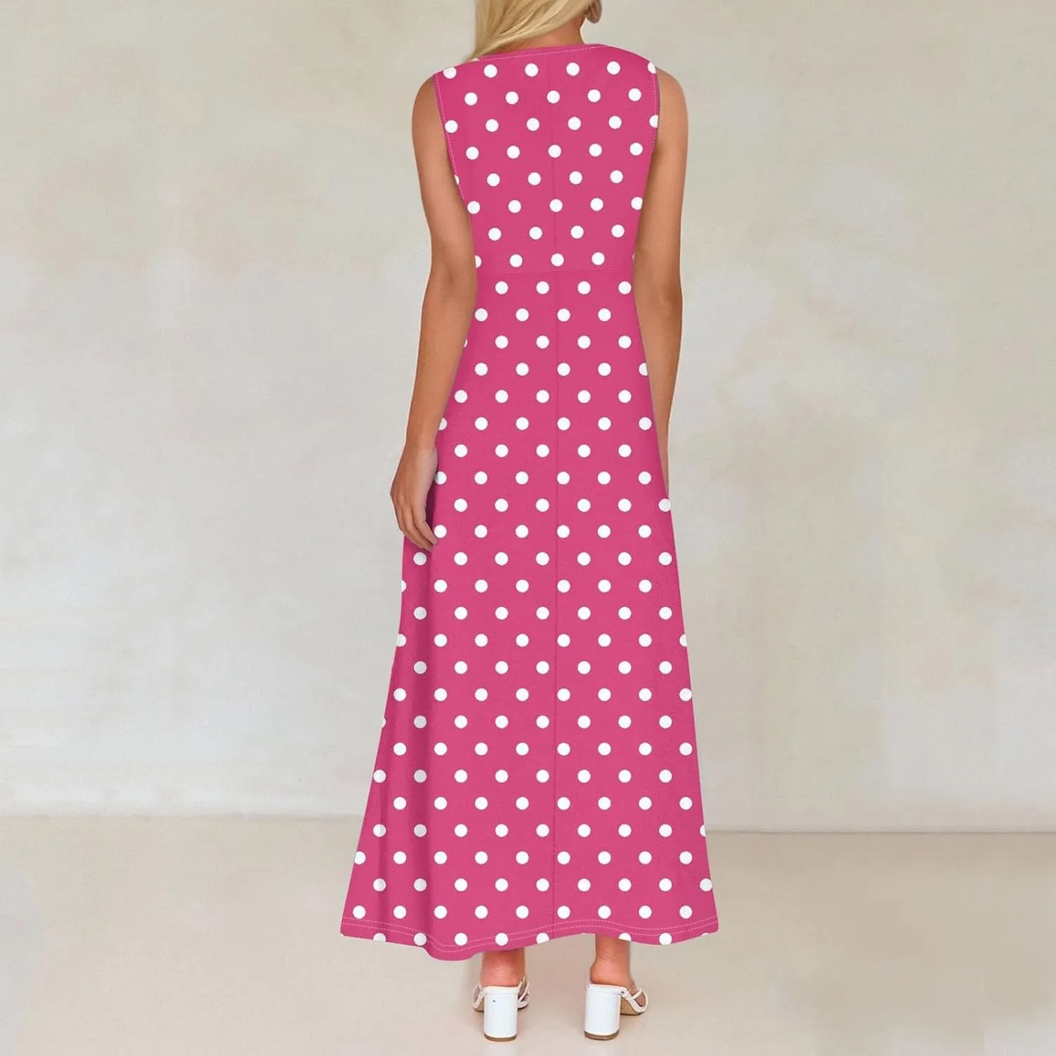 Maxi Floral Dresses for Women 2025 Vacation Sleeveless V Neck Sundress Ruffle Flowy Swing A Line Dresses Frocks