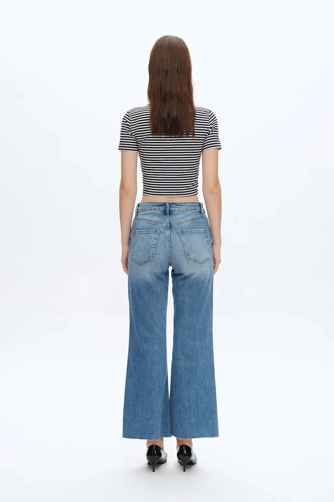 Mid Rise Wide Leg Denim Jeans
