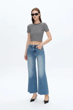 Mid Rise Wide Leg Denim Jeans