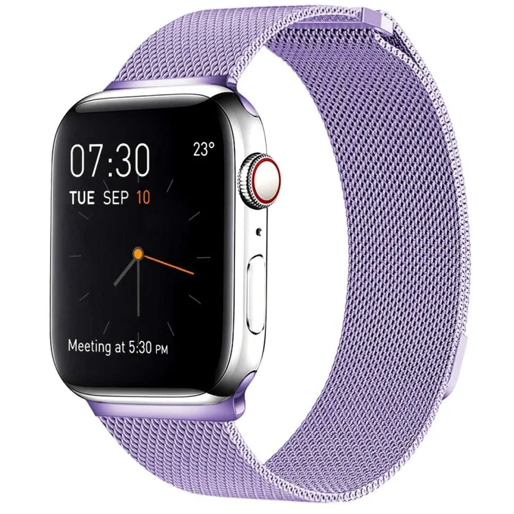 Milanese Loop Magnetic Stainless Steel Watch Band for Apple Watch Ultra 49mm&Watch Ultra 2 49mm / Series 10 46mm / 9&8&7 45mm / SE 3&SE 2&6&SE&5&4 44mm / 3&2&1 42mm(Light Purple)