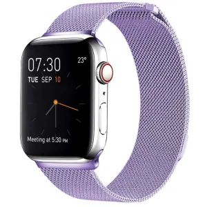 Milanese Loop Magnetic Stainless Steel Watch Band for Apple Watch Ultra 49mm&Watch Ultra 2 49mm / Series 10 46mm / 9&8&7 45mm / SE 3&SE 2&6&SE&5&4 44mm / 3&2&1 42mm(Light Purple)