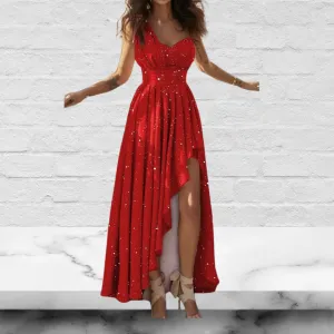 One-Shoulder Sleeveless Sexy Pleated Long Dress