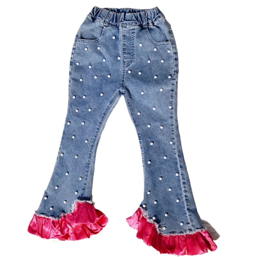 Pearl Studded Flare Jeans