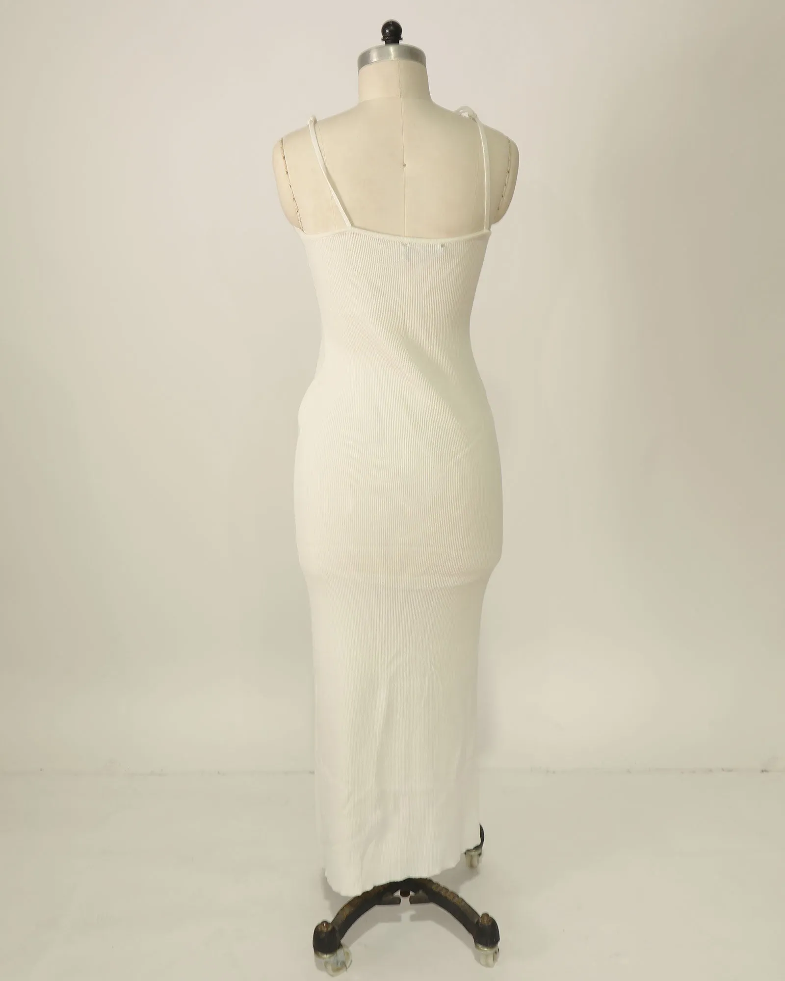 Pleated Bust Maxi Dress - White
