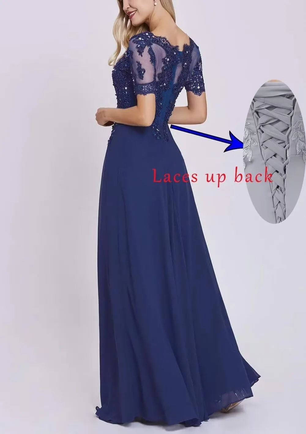 Plus Size Chiffon Mother of The Groom Dresses with Sleeves Floor Length A Line Lace Appliques Formal Evening Gown