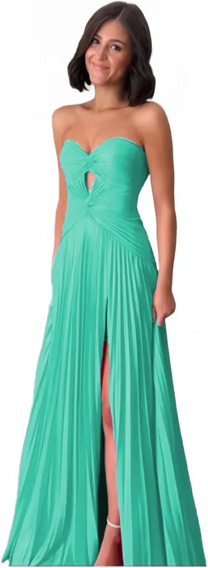 Prom Dresses 2024 Strapless Sweetheart Chiffon Formal Evening Party Gowns Cut Out Corset Cocktail Dresses with Slit