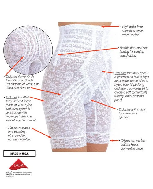 Rago Shapewear High Waist Long Leg Shaper White Lg