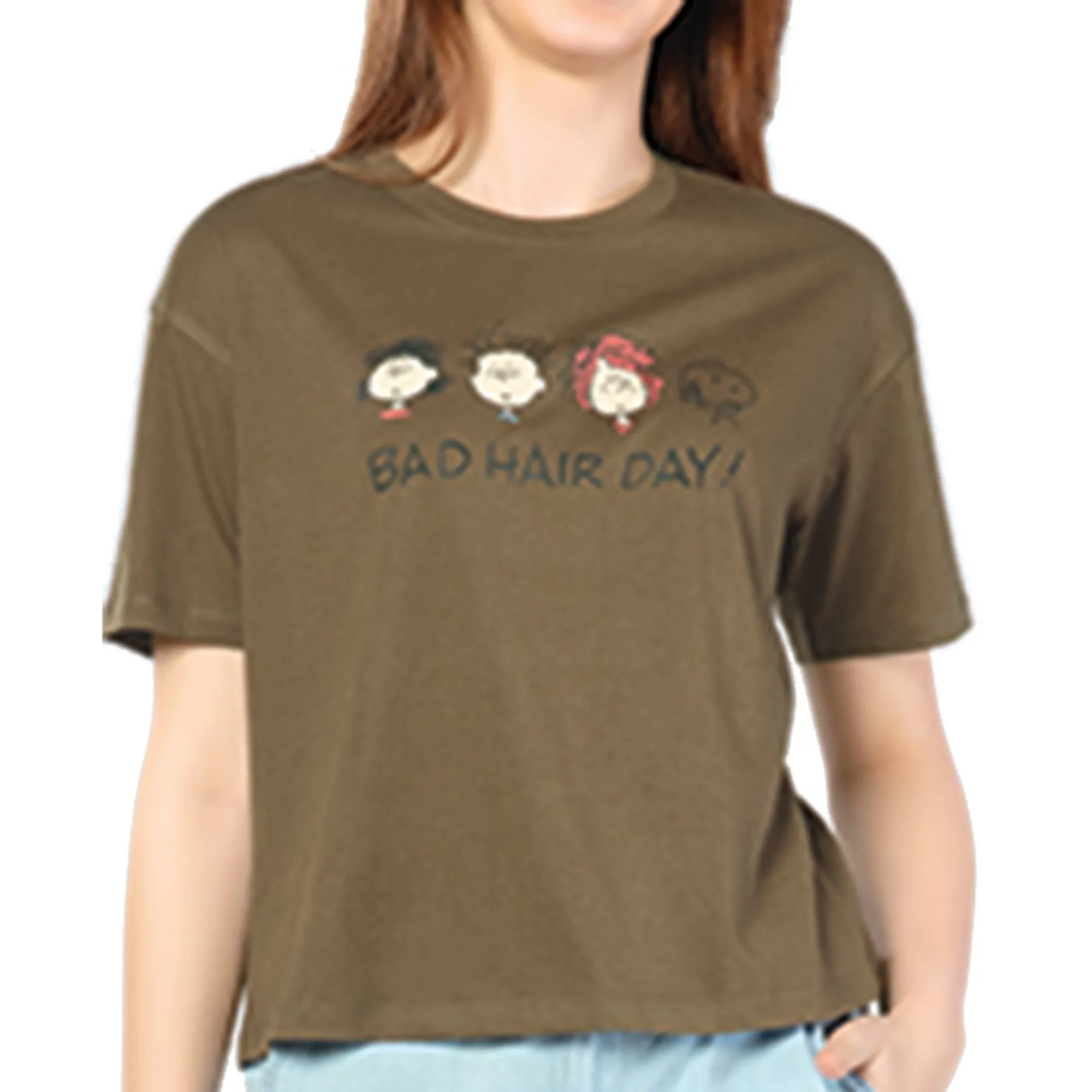 SRF-24094-Cotton-Messy Hairs  Relaxed Fit T-Shirt-Mehandi Green