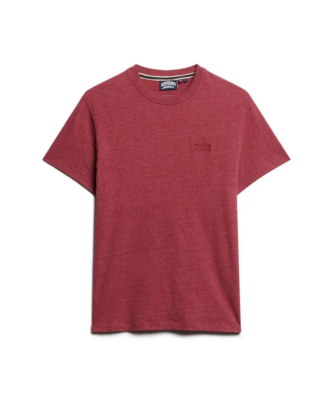Superdry Cotton Essential Logo Embroidered T-Shirt - Berry Red Marl