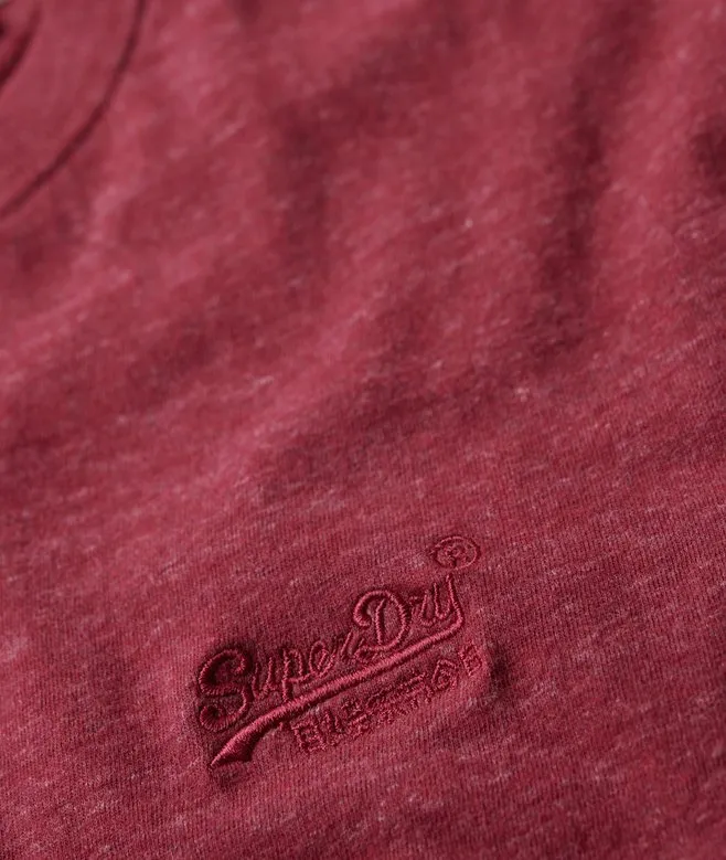 Superdry Cotton Essential Logo Embroidered T-Shirt - Berry Red Marl