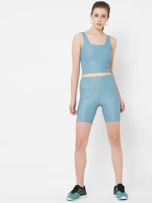 Teal Embossed Crop Top