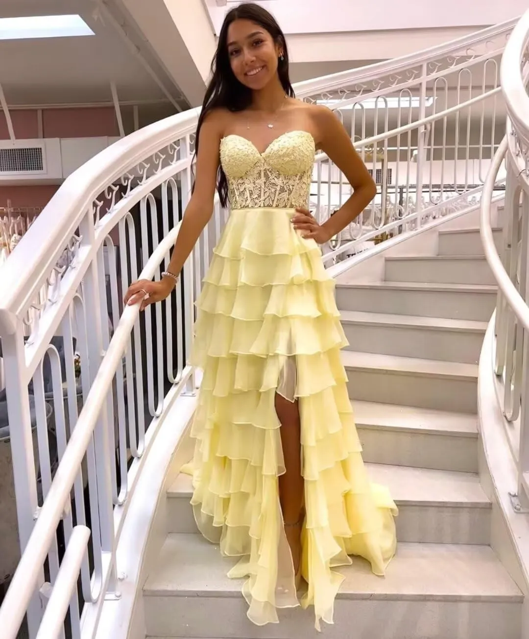 Tiered Lace Corset Prom Dresses 2025 Long Off Shoulder Chiffon Sweetheart A-Line Formal Evening Party Gowns with Slit