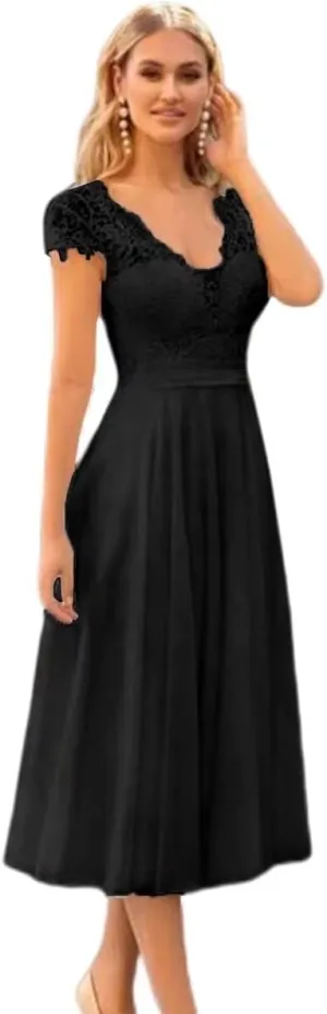 TRHTX Short Lace Wedding Dresses for Bride V Neck Bridal Gowns for Women A-line Short Sleeve Wedding Gowns