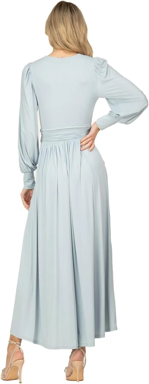 V Neck Mother of The Bride Dresses Long Sleeve Evening Formal Dresses Ankle Length Chiffon Evening Gown