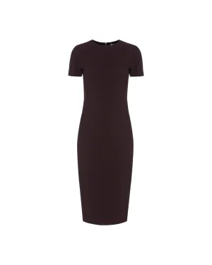 VICTORIA BECKHAM T-SHIRT SLIM FIT DRESS DEEP MAHOGANY