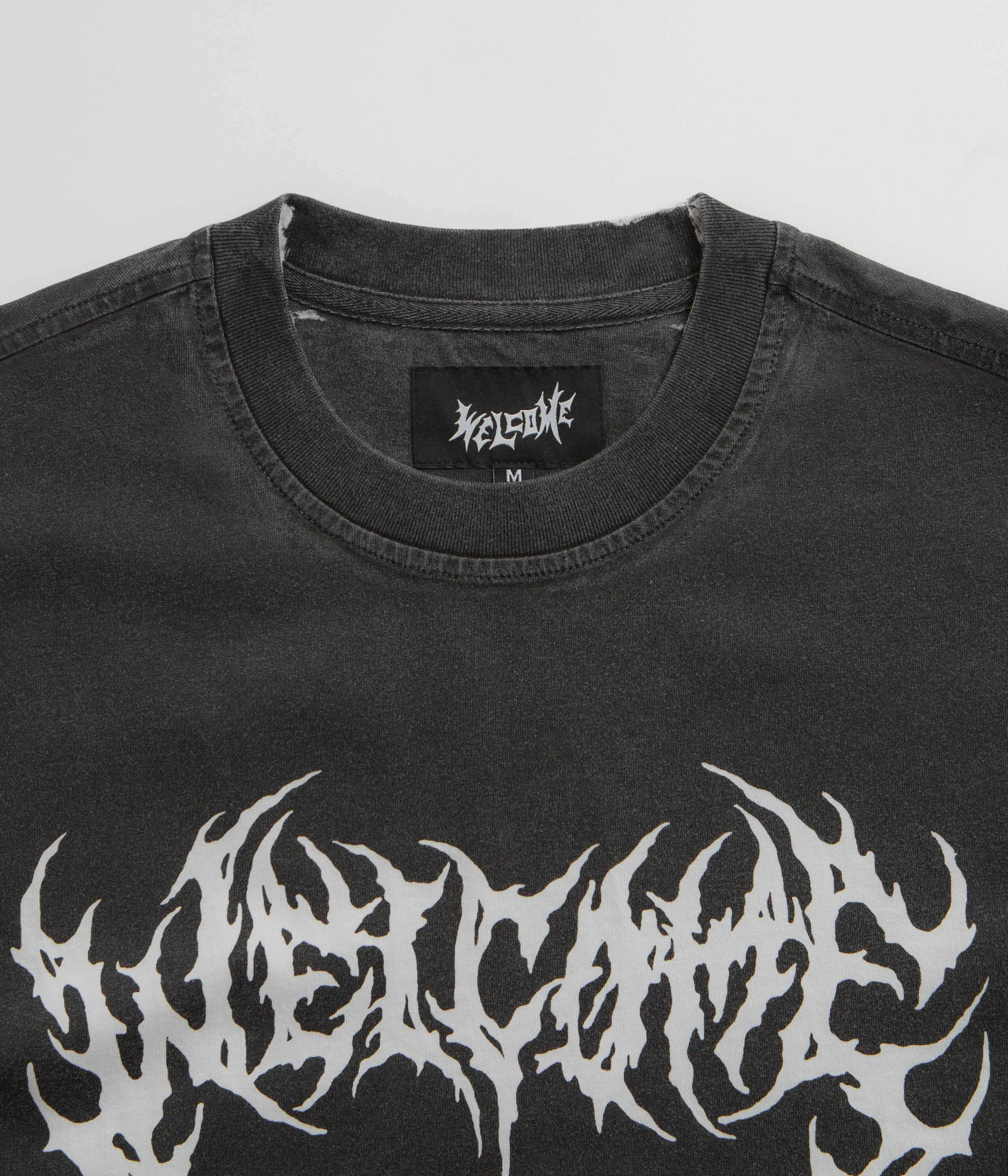 Welcome Mask Overprint Knit T-Shirt - Black / White
