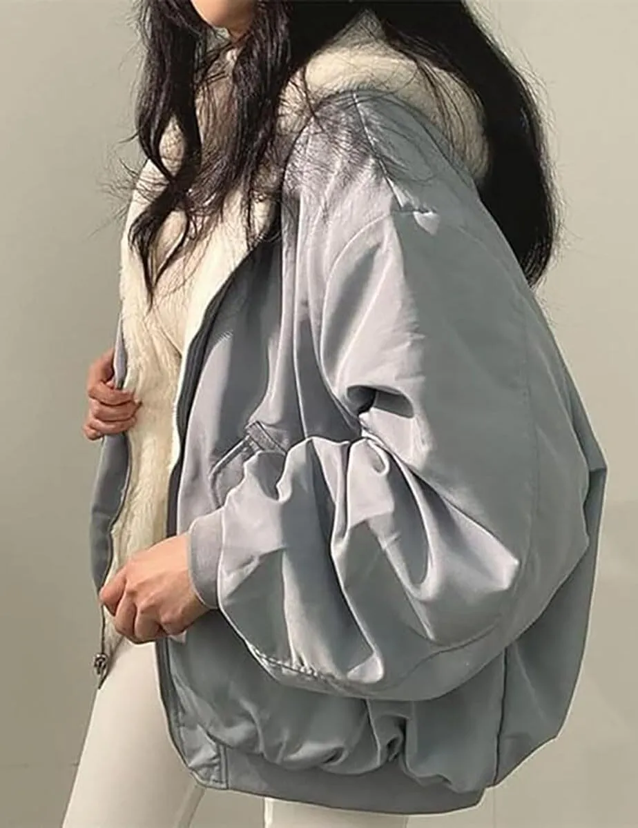 Winter Hoodies for Women Warm Reversible Jacket Oversized Fleece Short Coats Jackets