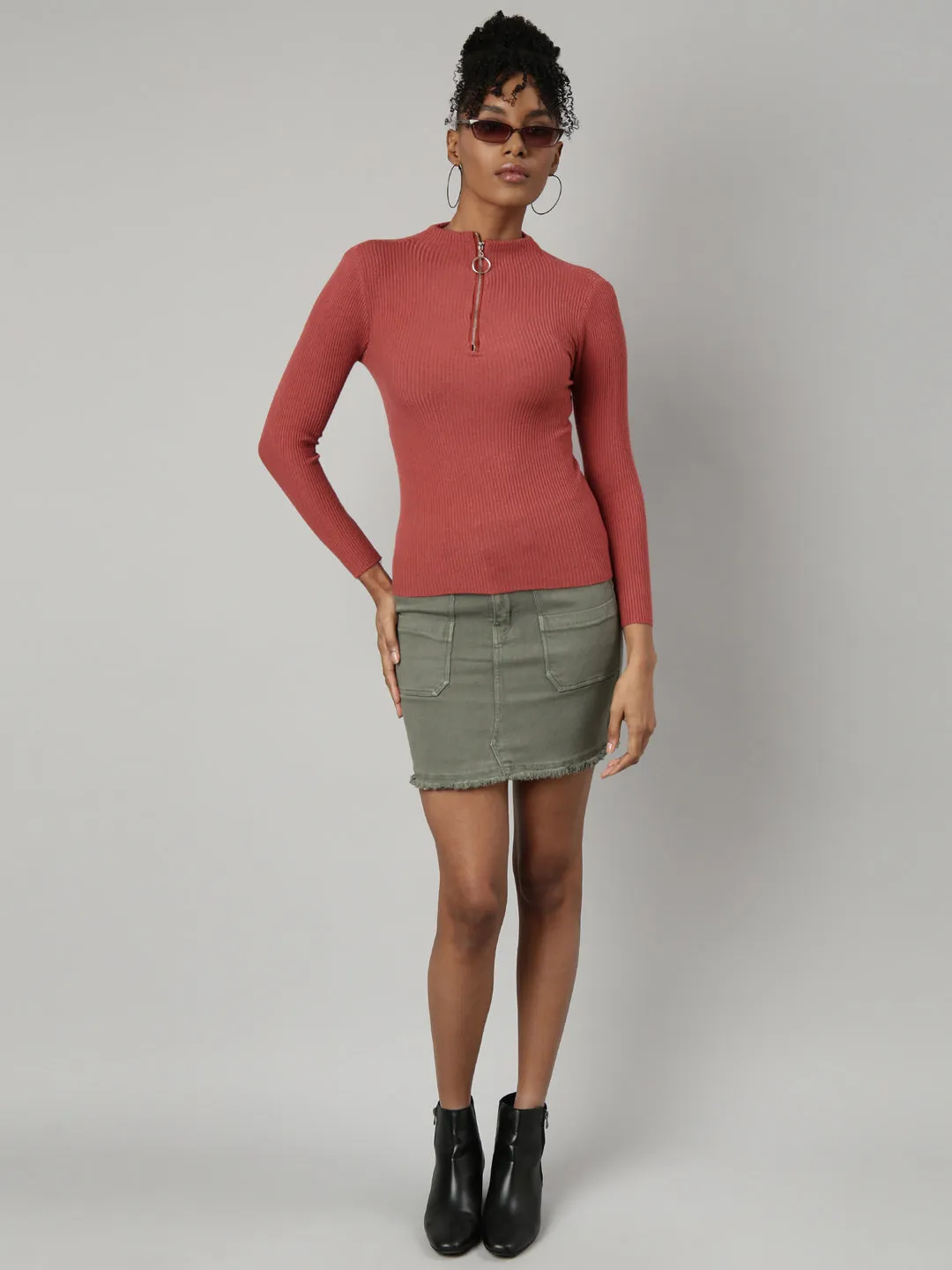 Women Rust Solid Top