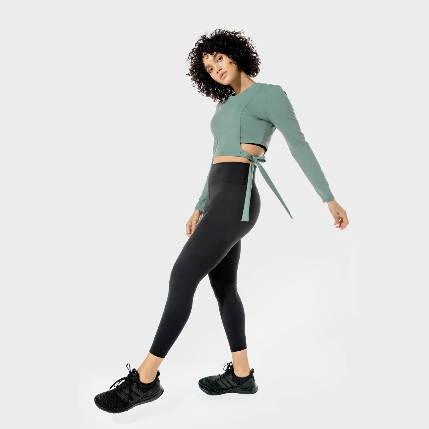 Women's Fitness - Tie Crop Top - Basil