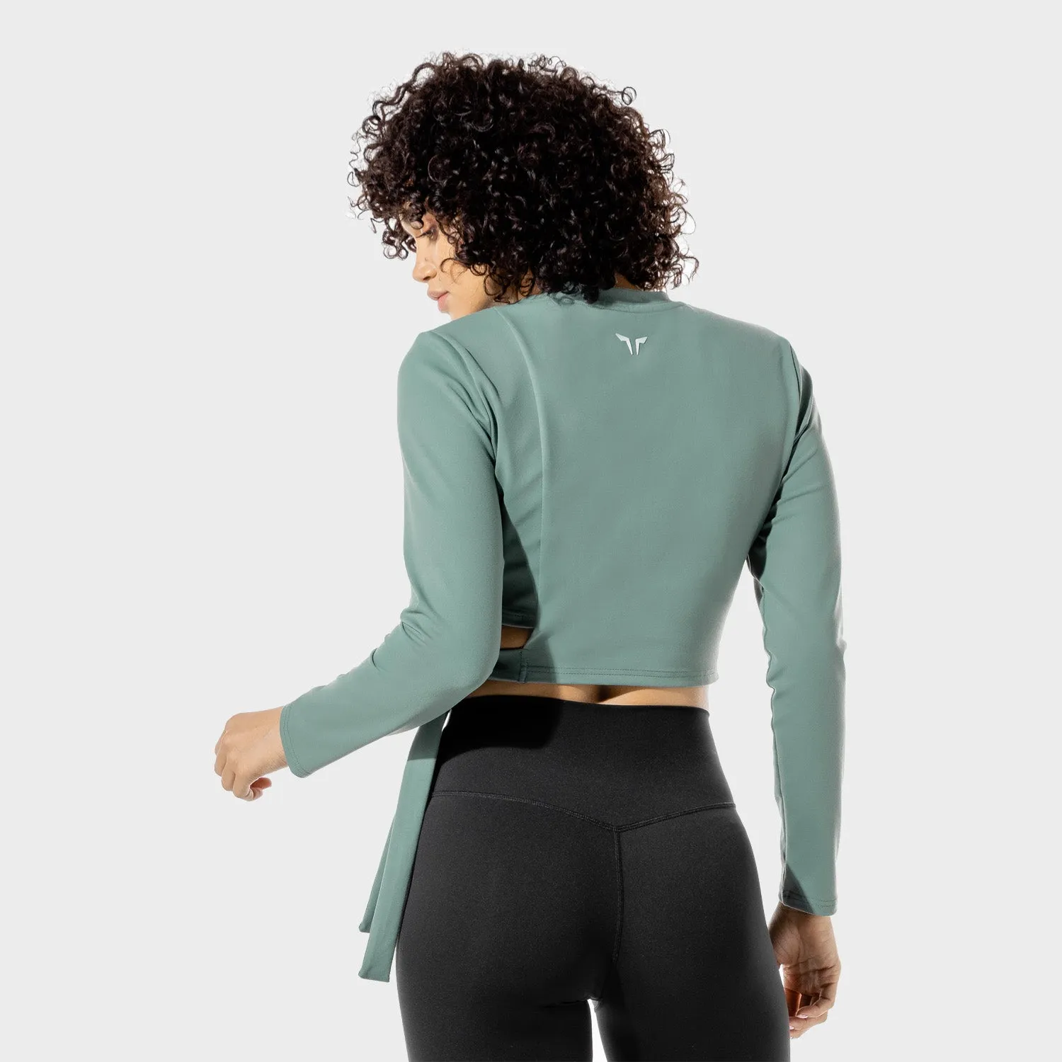 Women's Fitness - Tie Crop Top - Basil