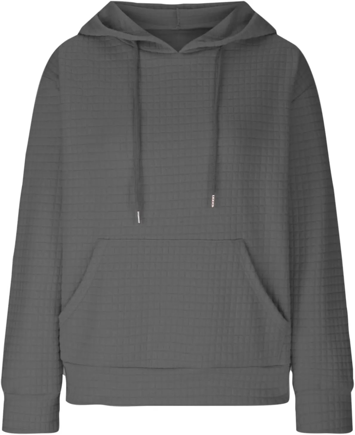 Womens Hoodies Fashion Solid Color Tops Long Sleeve Casual Loose Fitted Sweatshirt Pocket Drawstring Pullover