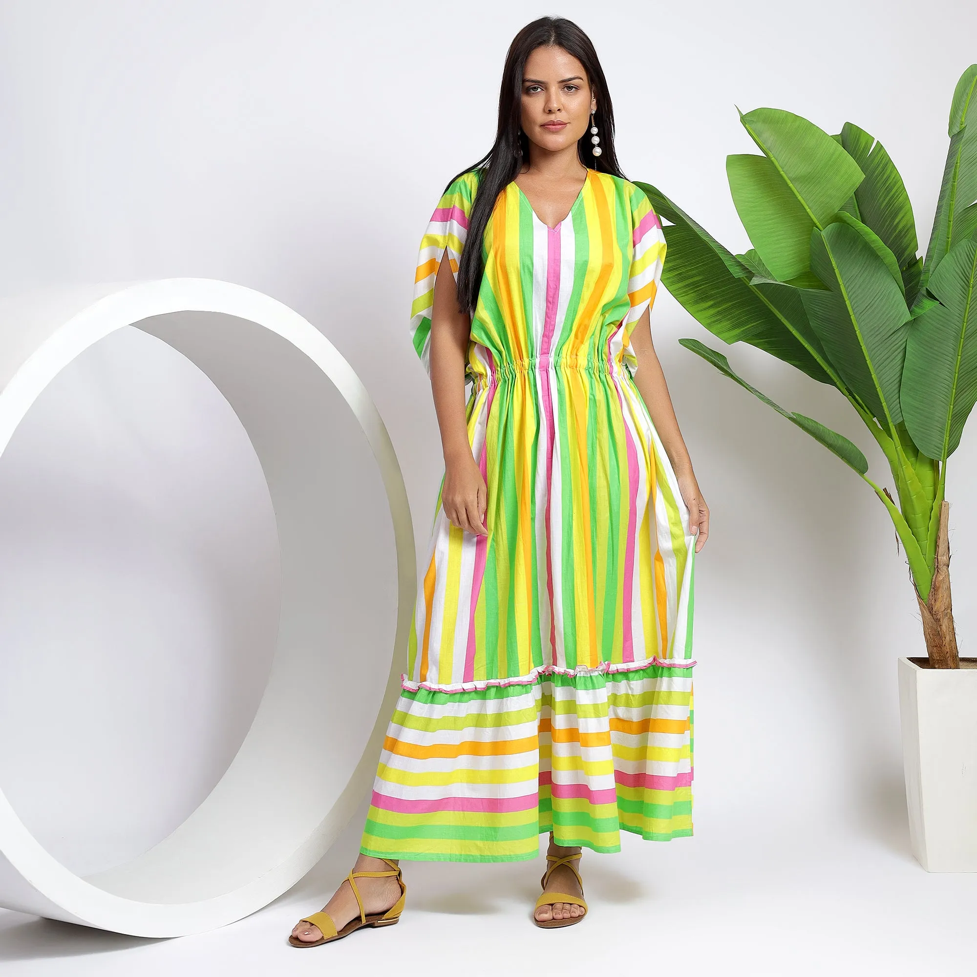 Women's Kaftan Style - Sky Blue Cotton Maxi Dresses
