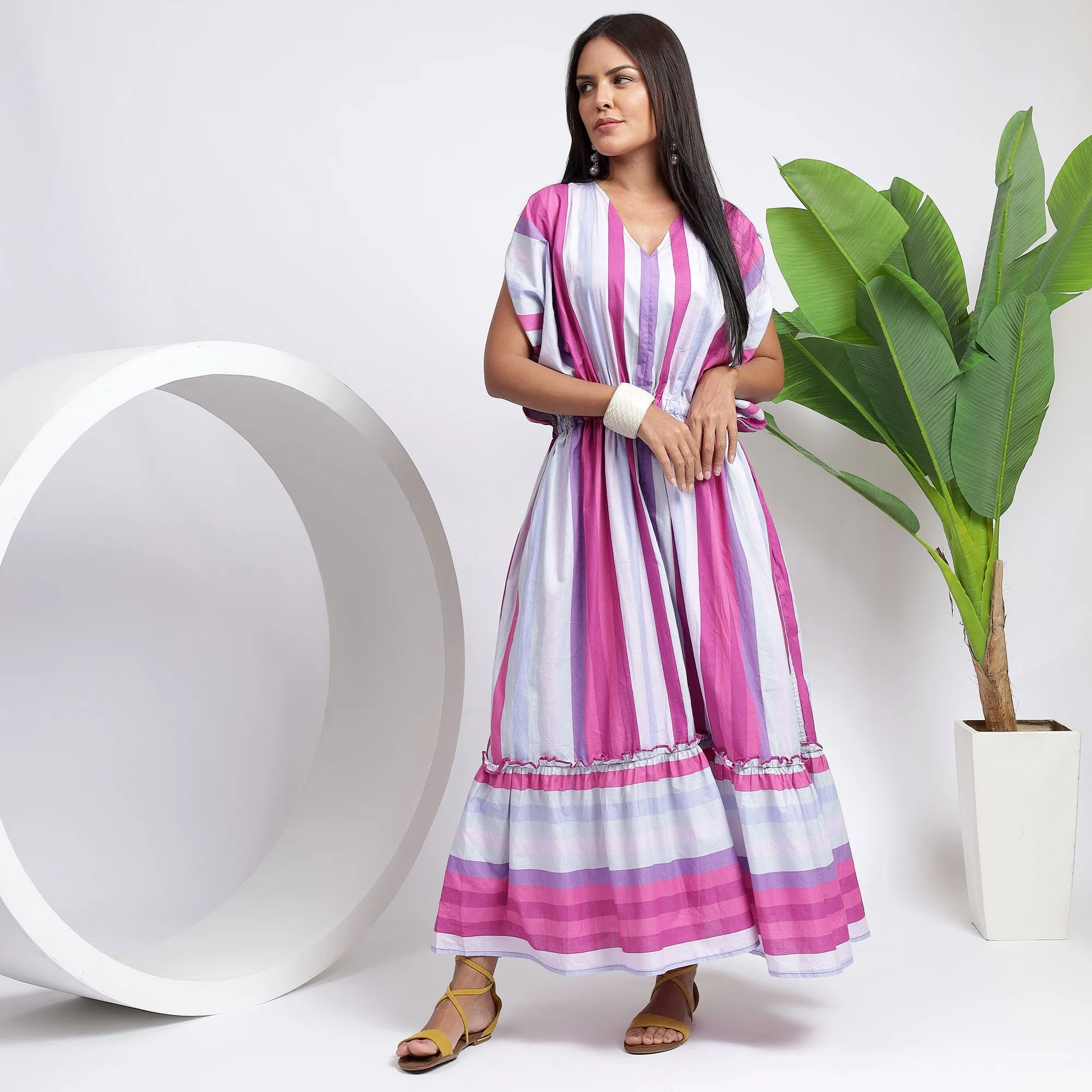 Women's Kaftan Style - Sky Blue Cotton Maxi Dresses