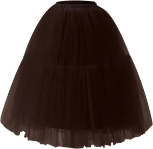 Womens Solid Color High Waist Elastic Mesh Puffy Skirt Formal Cocktail Mini Length Skirts for Ladies 2025 Fashion Y2K