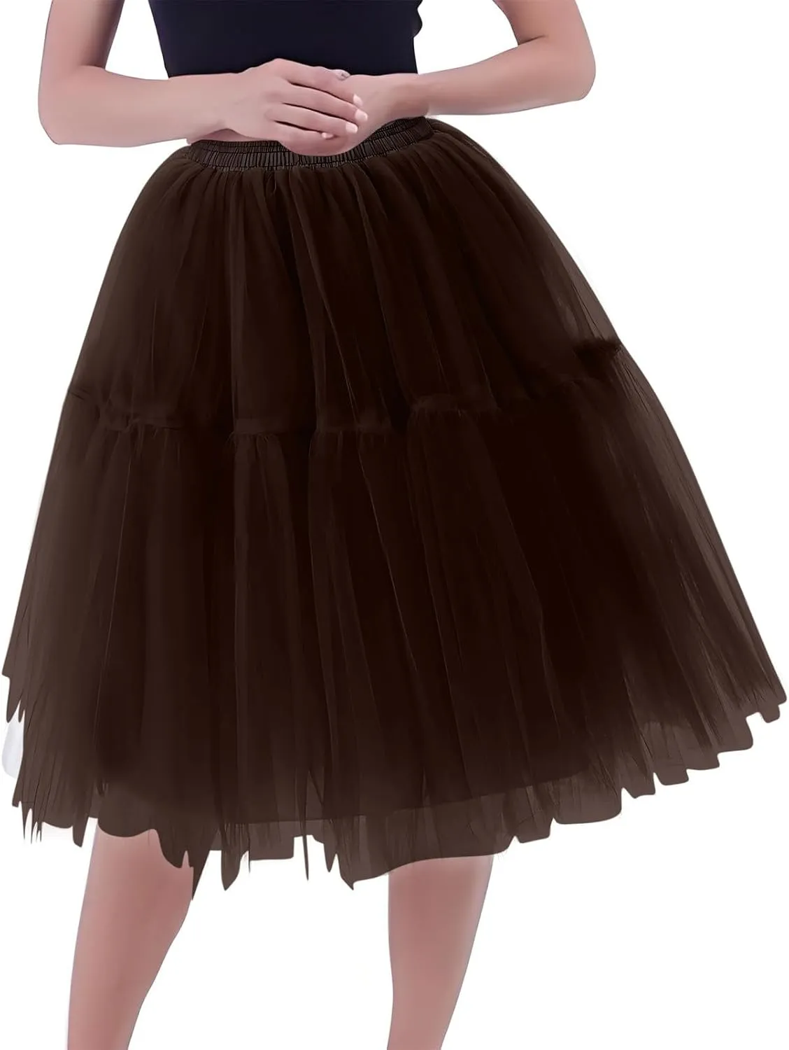 Womens Solid Color High Waist Elastic Mesh Puffy Skirt Formal Cocktail Mini Length Skirts for Ladies 2025 Fashion Y2K