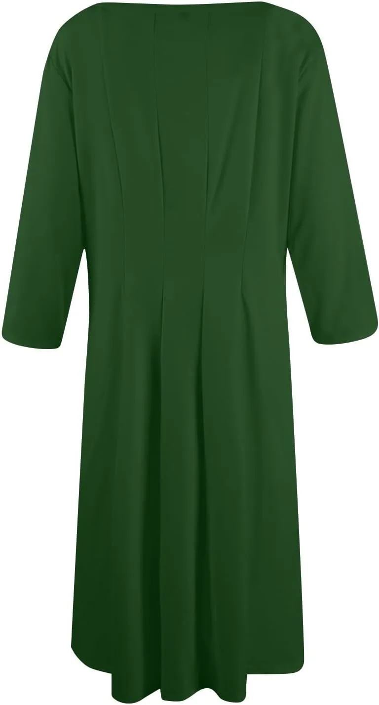 Womens Summer Dresses Summer Flowy Beach 3/4 Sleeve Dress Aline Casual Tshirt Dress Floral Midi Dresses with Pockets