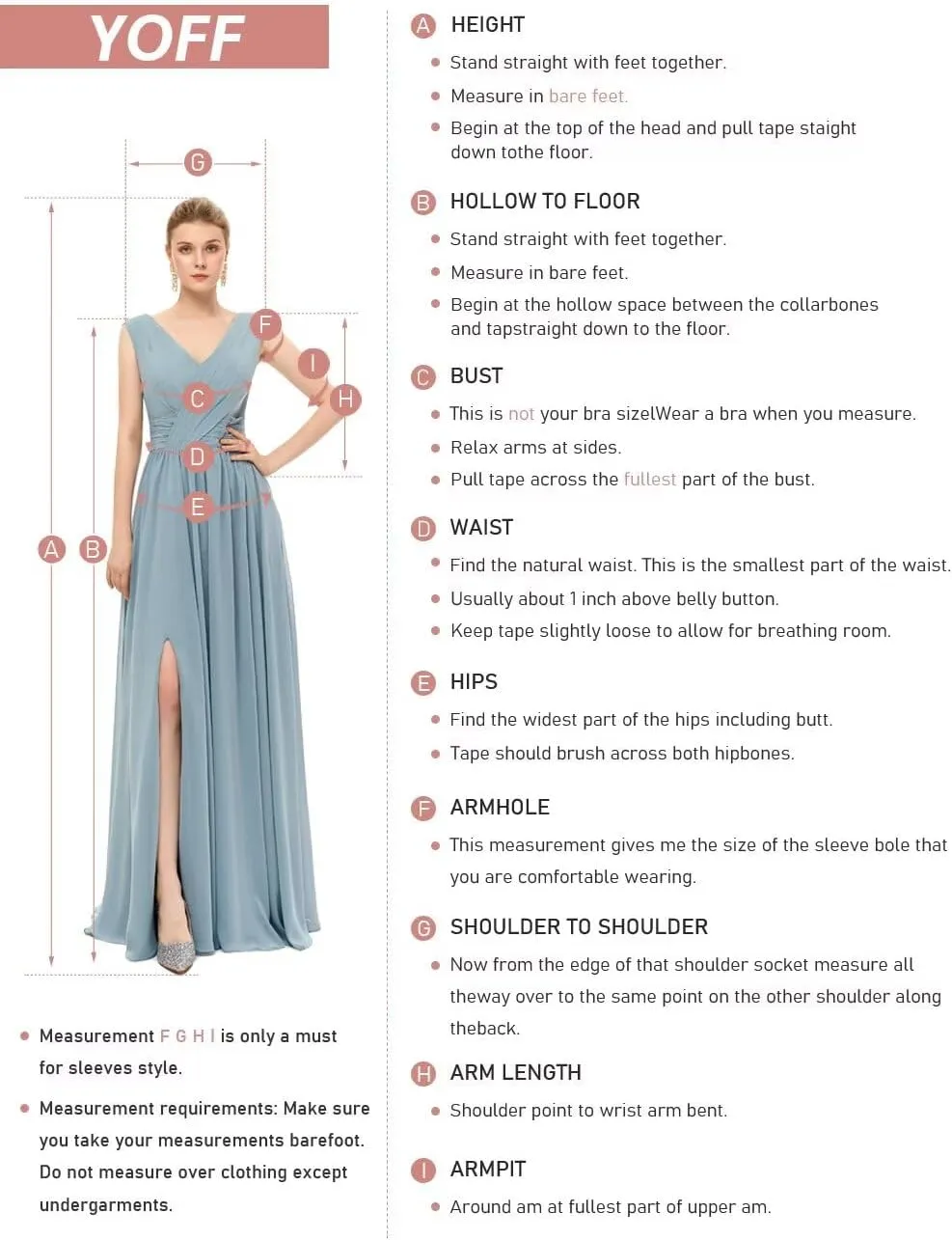 YOFF V-Neck Long Sleeves Bridesmaid Dresses Long with Slit Pleated Chiffon A-line Formal Party Dresses with Pockets YO090